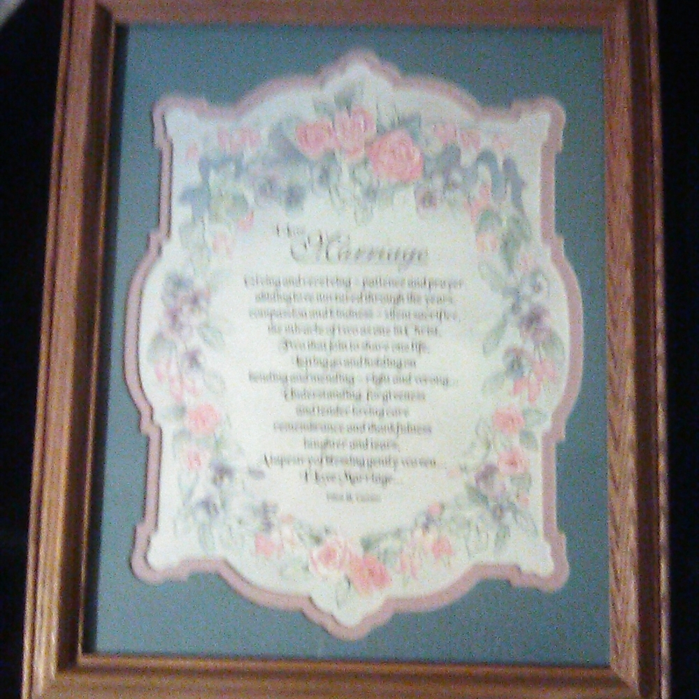 Framed Poem about Marriage Beautifully Matted